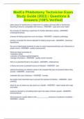 MedCa Phlebotomy Technician Exam Study Guide (2023) | Questions & Answers (100% Verified)
