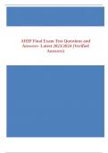 ACTUAL AHIP Final Exam-with 100&lowbar; verified solutions