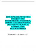 TEST BANK FOR NUTRITION: CONCEPTS AND CONTROVERSIES, 5TH EDITION, FRANCES SIZER, ELLIEWHITNEY, LEONARD PICHÉ, ISBN-10: 0176892869, ISBN- 13: 9780176892869
