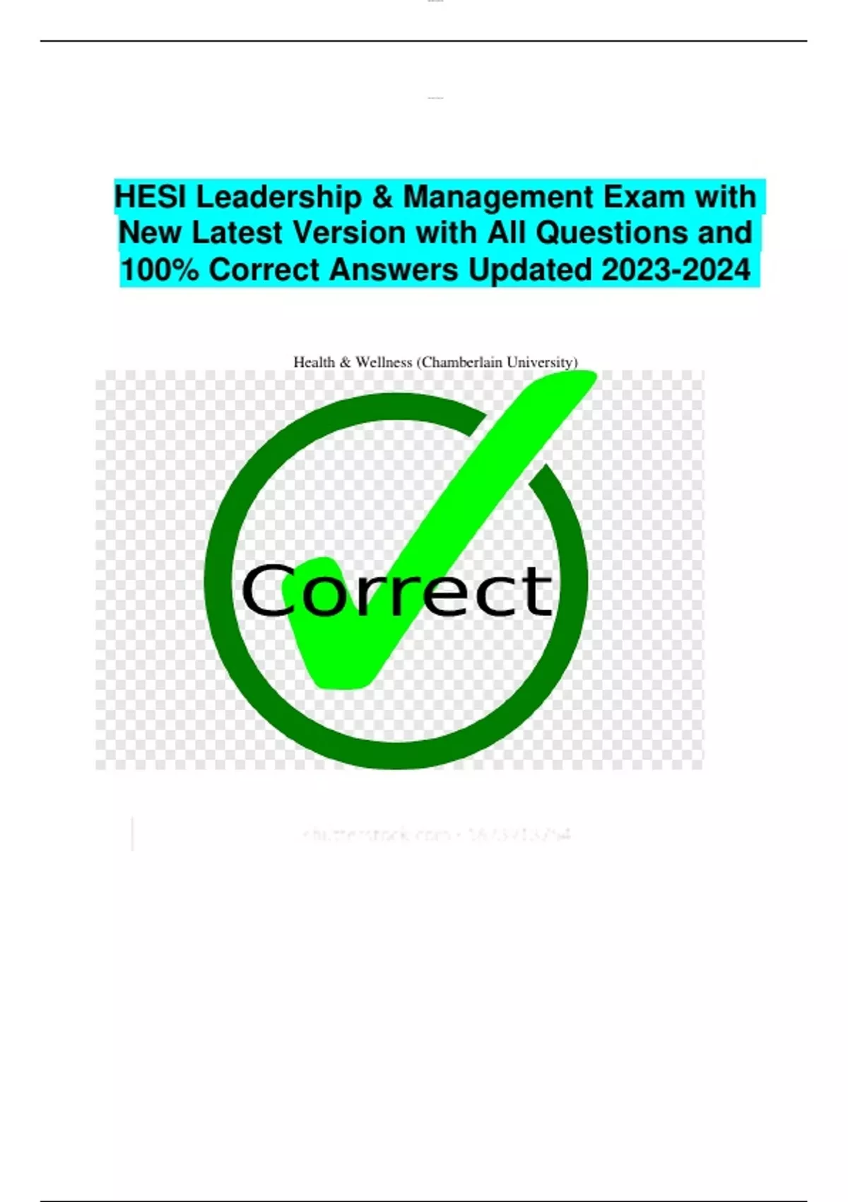 HESI Leadership & Management Exam with New Latest Version with All