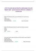 CST EXAM QUESTIONS 2023/2024 EXAM PREP 200+ QUESTIONS WITH CORRECT ANSWER