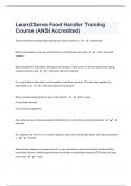 Learn2Serve Food Handler Training Course &lpar;ANSI Accredited&rpar; 45 Questions And Answers&vert; Success Guaranteed