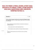 HCA 375 WEEK 5 FINAL EXAM LATEST 2023- 2024&vert;HCA 375 WEEK 5 FINAL EXAM UPDATE  2023-2024 QUESTIONS AND ANSWERS  VERIFIED RATED A&plus;