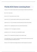 Florida ACA Claims Licensing 106 Exam Questions with 100&percnt; Correct Answers &vert; Updated &vert; Guaranteed A&plus;