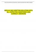 HESI A2 2023 WRITTEN SOLUTION WITH ALL EXPECTED QUESTIONS AND CORRECT ANSWERS&period;