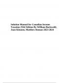 Solution Manual for Canadian Income Taxation 25th Edition By William Buckwold, Joan Kitunen, Matthew Roman UPDATED VERSION 2023-2024 COMPLETE