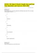 GEOG&sol;GEOG 101 Quiz 6 Week 6 South Asia and East Asia Questions and Answers 2023-2024 Rated A&plus;