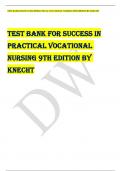 TEST BANK FOR SUCCESS INPRACTICAL VOCATIONAL NURSING 9TH EDITION BY KNECHT