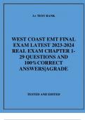 WEST COAST EMT FINAL EXAM LATEST 2023-2024 REAL EXAM CHAPTER 1- 29 QUESTIONS AND 100%CORRECT ANSWERS|AGRADE