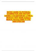 BATES' GUIDE TO PHYSICAL EXAMINATION AND HISTORY TAKING 11TH EDITION BY&colon; LYNN S&period; BICKLEY TEST BANK Subject&colon; Medical&comma; Nursing ISBN