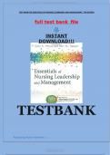 Test Bank for Essentials of Nursing Leadership and Management 7th Edition Weiss &vert; with complete solution