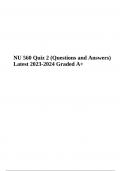 NU 560 Exam Questions and Answers Latest Updated 2023-2024 Graded A+
