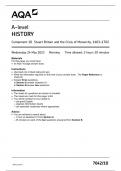 AQA A LEVEL HISTORY PAPER 1 2023 (7042/1D: Component 1D Stuart Britain and the Crisis of Monarchy, 1603–1702)