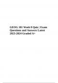 GEOG 101 Week 8 Exam Questions and Answers Latest Updated 2023-2024 Graded A+