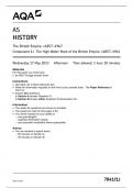 AQA AS HISTORY PAPER 1 2023 (7041/1J: The British Empire, c1857–1967 Component 1J The High Water Mark of the British Empire, c1857–1914)