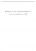 Definitions and short notes of Robert feldman s Psychology Updated Version 2023