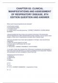 CHAPTER 02: CLINICAL  MANIFESTATIONS AND ASSESSMENT  OF RESPIRATORY DISEASE, 8TH  EDITION QUESTION AND ANSWER