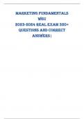 MARKETING FUNDAMENTALS  WGU 2023-2024 REAL EXAM 320+ QUESTIONS AND CORRECT  ANSWERS|