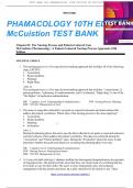 TEST BANK FOR PHARMACOLOGY&colon; A Patient-Centered Nursing Process Approach&comma; 10TH EDITION BY MCCUISTION