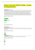 Liberty University SOWK 431 Quiz - Anxiety to Eating Disorders&period;