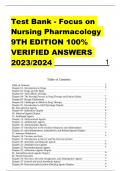 Test Bank - Focus on Nursing Pharmacology  9TH EDITION 100&percnt;  VERIFIED ANSWERS  2023&sol;2024