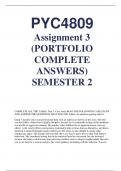 PYC4809 Assignment 3  (PORTFOLIO  COMPLETE  ANSWERS)  SEMESTER 2