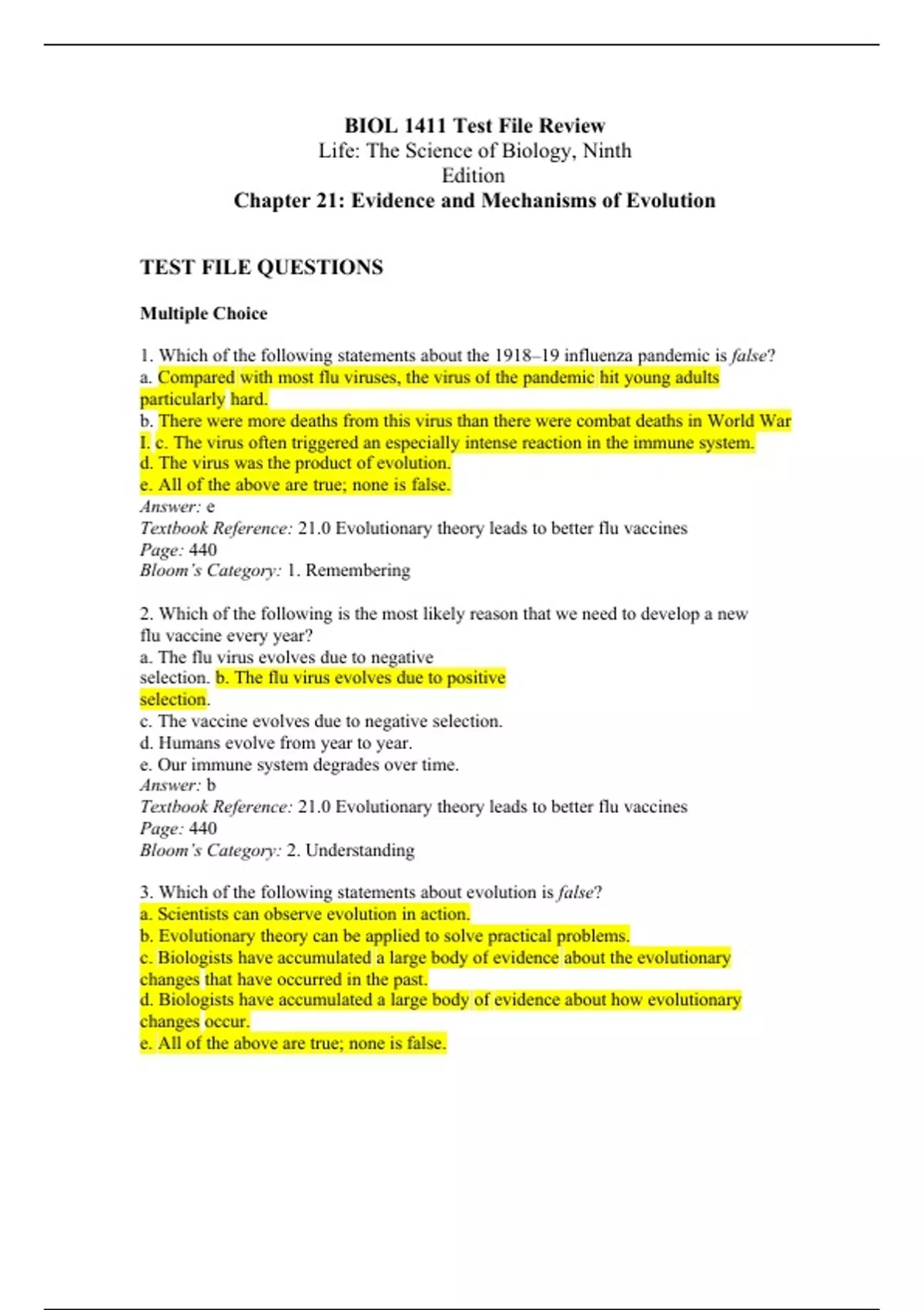 Chapter 21: Evidence and Mechanisms of Evolution - BIOL 1411 - Stuvia US