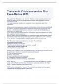 Therapeutic Crisis Intervention Final Exam Review 2023