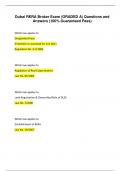 Dubai RERA Broker Exam &lpar;GRADED A&rpar; Questions and Answers &vert; 100&percnt; Guaranteed Pass