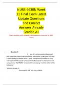 NURS-6630N Week 11 Final Exam Latest Update Questions and Correct Answers Already Graded A+