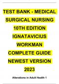 Test Bank Medical Surgical Nursing 10th Edition Ignatavicius Workman (ALL CHAPTERS AVAILABLE)