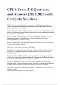 CPCS Exam 318 Questions and Answers &lpar;2022&sol;2023&rpar; with Complete Solutions&period;9 A&plus;  GRADED 100&percnt; VERIFIED&rpar;