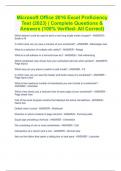 Microsoft Office 2016 Excel Proficiency Test &lpar;2023&rpar; &vert; Complete Questions & Answers &lpar;100&percnt; Verified- All Correct&rpar;