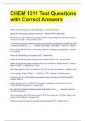 CHEM 1311 Test Questions with Correct Answers 