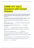 CHEM 1311 Test 2 Questions with Correct Answers 