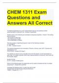 CHEM 1311 Exam Questions and Answers All Correct 