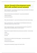 Human Growth & Development exam 2023 with verified correct answers