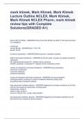 mark klimek, Mark Klimek, Mark Klimek Lecture Outline NCLEX, Mark Klimek, Mark Klimek NCLEX Pharm, mark klimek review tips with Complete Solutions(GRADED A+)
