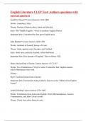 English Literature CLEP Test&colon; Authors questions with correct answers