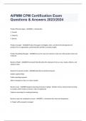 AIPMM CPM Certification Exam Questions & Answers 2023/2024