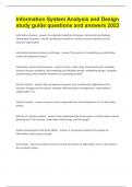 Information System Analysis and Design study guide questions and answers 2023&period;