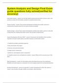 System Analysis and Design Final Exam guide questions fully solved&lpar;verified for accuracy&rpar;