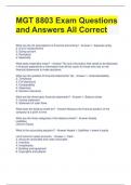 MGT 8803 Exam Questions and Answers All Correct 