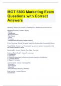MGT 8803 Marketing Exam Questions with Correct Answers 