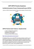 IAPP CIPP-E Exam Questions - Try CIPP-E Free Demo From QuestionsTube