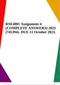 RSE4801 Assignment 4 (COMPLETE ANSWERS) 2023 (745394)- DUE 11 October 2023.