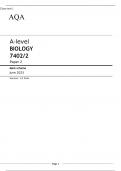 AQA A-level BIOLOGY 7402/2 Paper 2 together with  Mark scheme June 2023