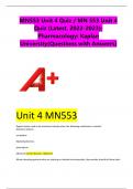 MN553 Unit 4 Quiz / MN 553 Unit 4  Quiz (Latest, 2022-2023):  Pharmacology: Kaplan  University(Questions with Answers