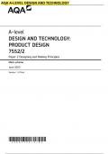 AQA A-LEVEL DESIGN AND TECHNOLOGY: PRODUCT DESIGN PAPER 1 & 2 QP AND MS