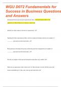 WGU D072 Fundamentals for Success in Business Actual Exam BUNDLE With 100% Correct Answers Graded A+
